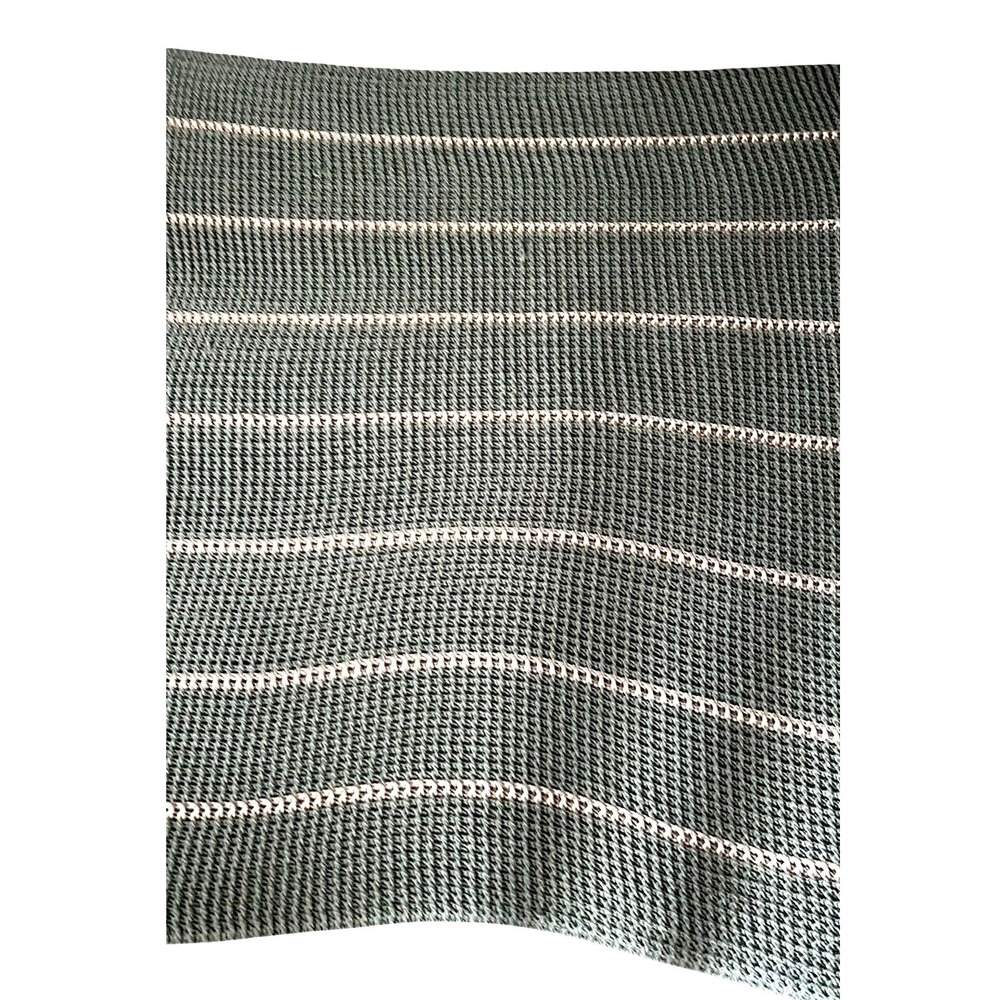 Dark Forest Green and  Cream Striped Afgan-Handmade
